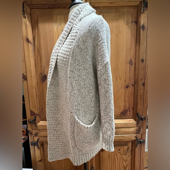 ZARA Chunky Knit Open Front Cardigan Cardigan with Pockets in Heather Beige Sz S - Picture 3 of 11